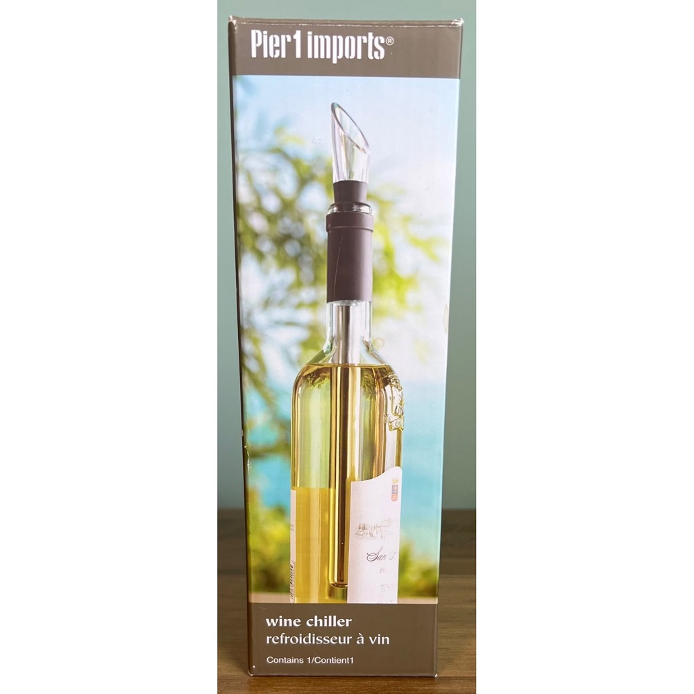 Pier 1 Imports Wine Chiller Stick with Pour Spout Stainless Steel Reusable